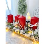 Hosszúkás piros-fehér adventi tál/koszorú 30 cm