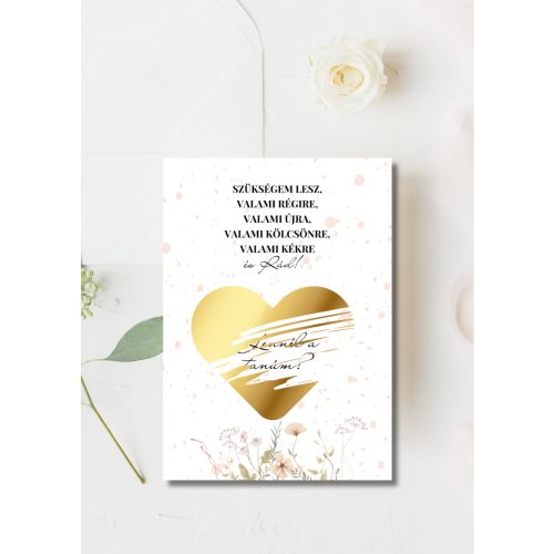 Foltos hátterű/virágos - Tanú felkérő kaparós sorsjegy A6 méret