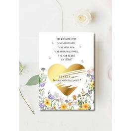   Sárga & lila virágos - Koszorúslány felkérő kaparós A6 méret