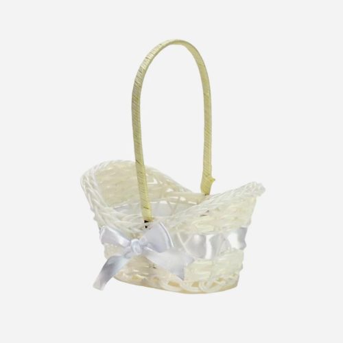 Sziromszóró kosár műanyag, fehér, mini + FEHÉR SZIROM