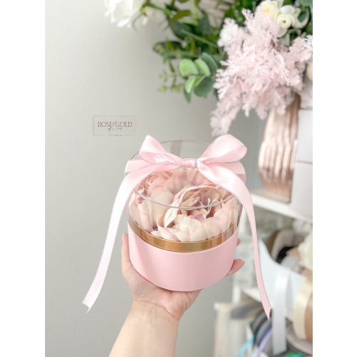 Akril dobozos peónia box, felirat 15 cm